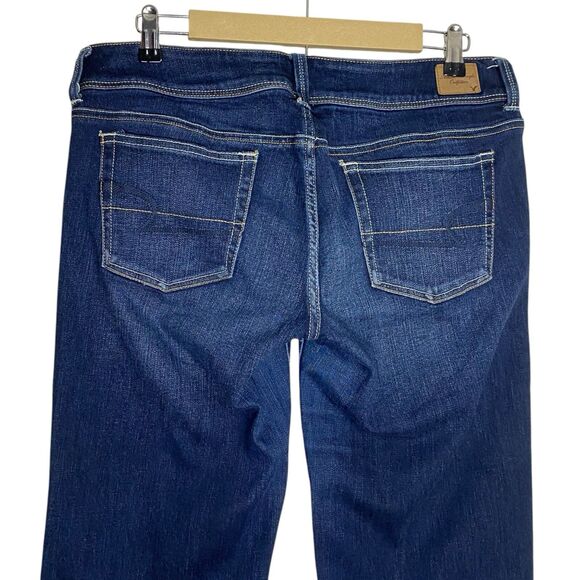 American Eagle Jeans Womens 14 Long Bootcut Slim Boot Denim Stretch Dark Wash - Picture 9 of 13